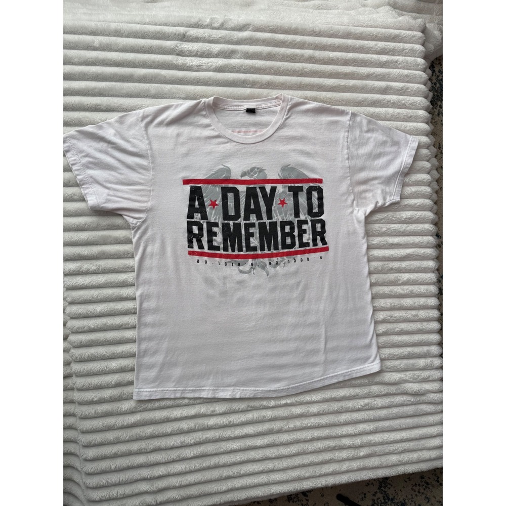 A Day To Remember ADTR Band T-Shirt White Graphic Double Sided Short Sleeve XL